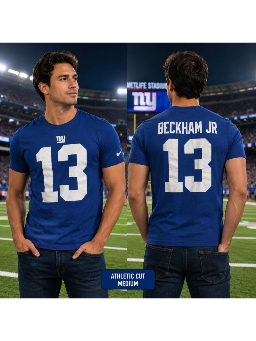 Nike Odell Beckham Jr Shirt New York Giants NFL The Nike Tee Athletic Cut SZ M - Picture 1 of 9